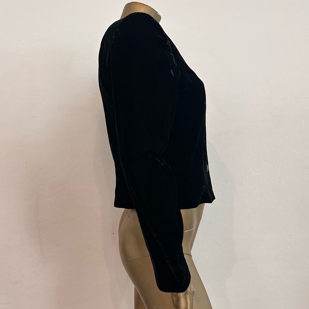 Vintage D’Albert Black rayon Velvet Long sleeve Jacket Top Lot 9-10 36” bust - Picture 3 of 7